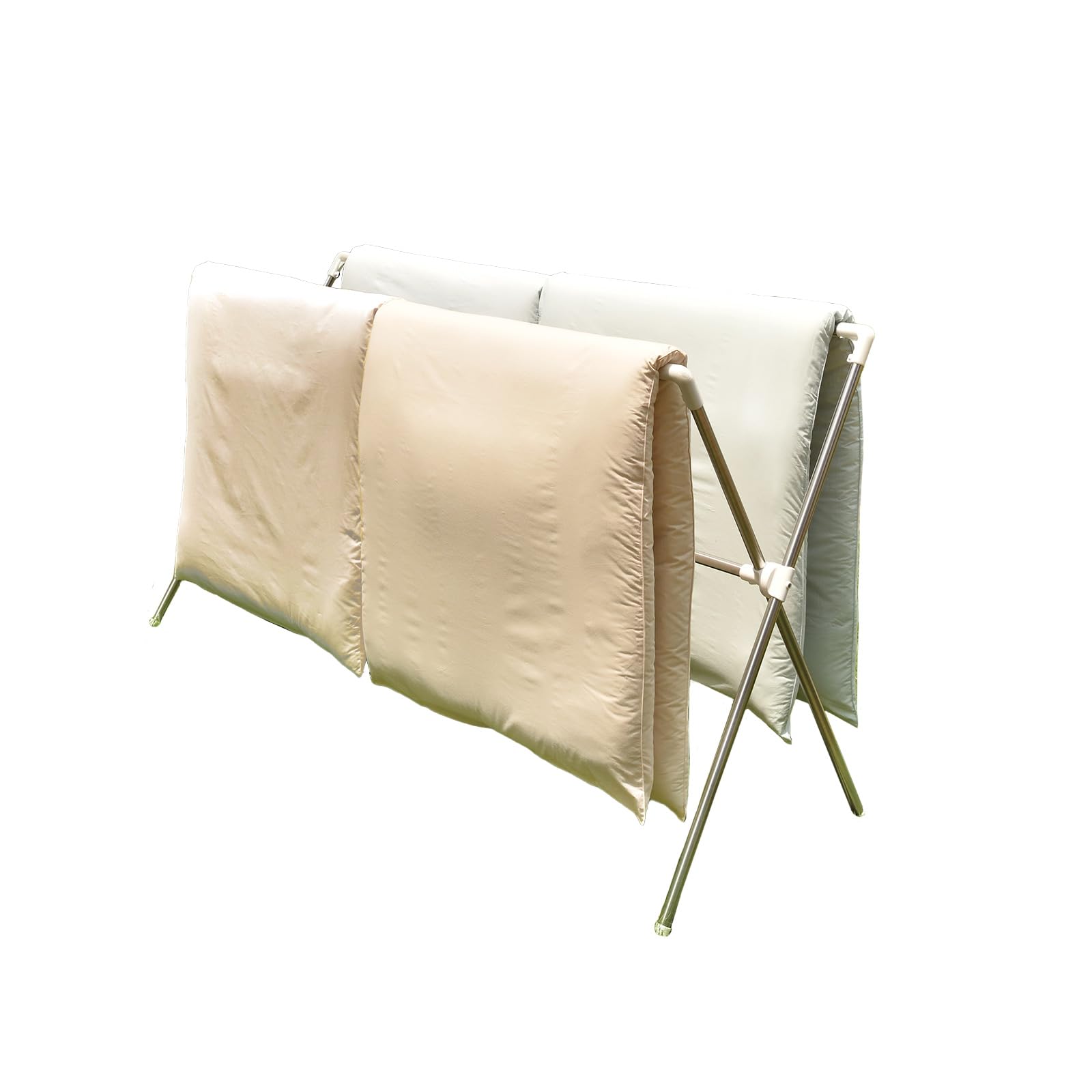 【限定パッケージデザイン】天馬 布団を干しても地面と接触しにくい高さ設計の布団干し 工具不要の簡単組立 物干しスタンド 屋外用 衣類も干せるハンガーフック付き 伸縮式洗濯物干し 【X型】【幅140-2