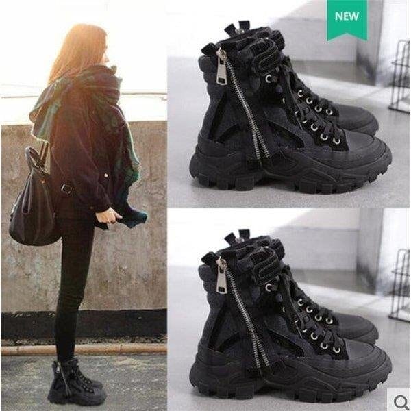 厚底 ワークブーツ レディース ショートブーツ アンク ブーツ 秋 ミリタリーブーツブーティーブーティー(2-5日出荷)