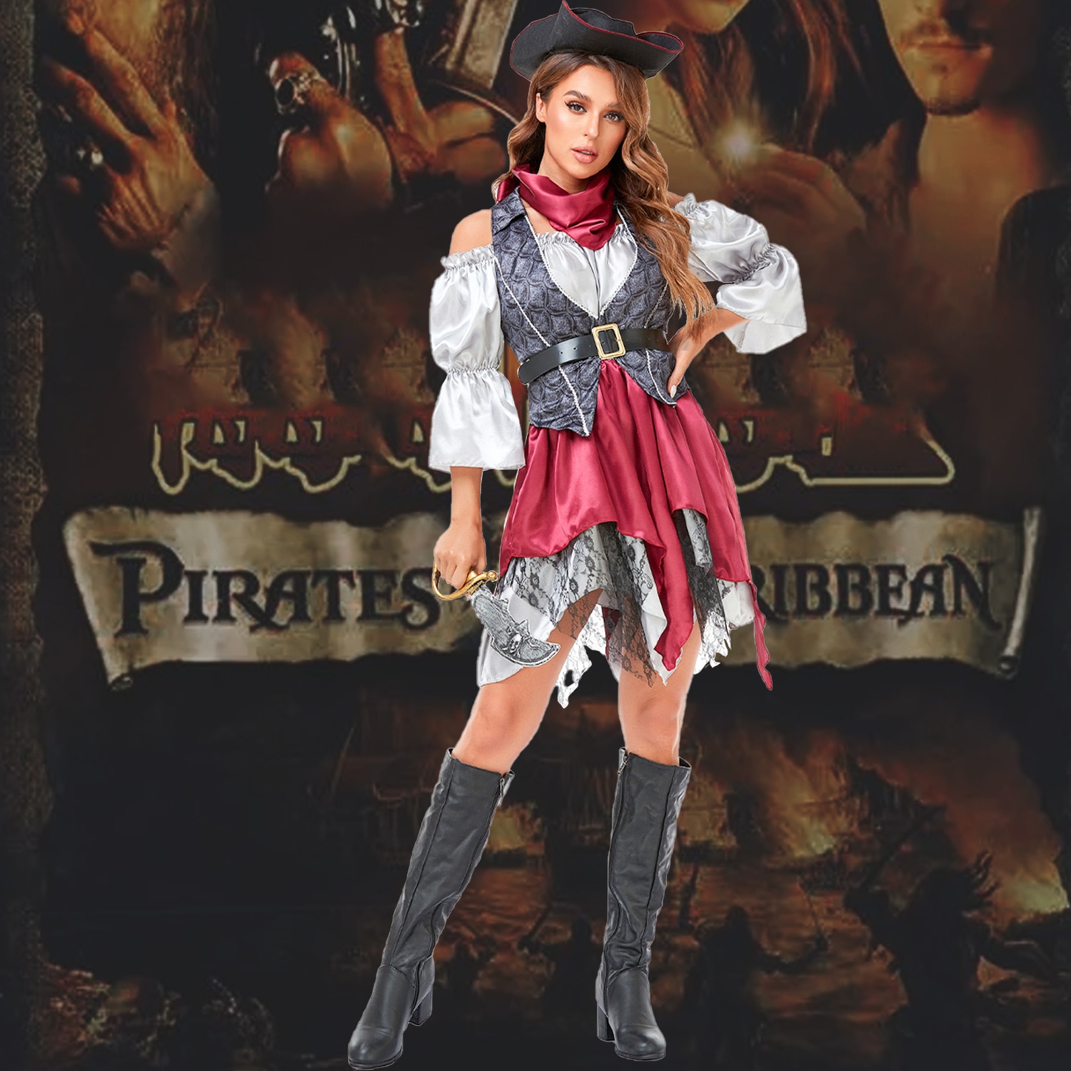 ハロウィン COS タイ族 海賊 制服 仮面舞踏会 女性 大人 カリビアン 海賊 衣装