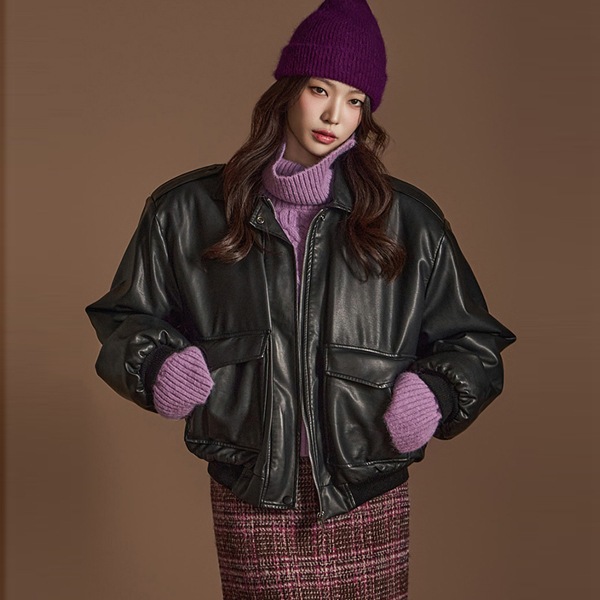 J2524 レザー キルティング ジャンパー