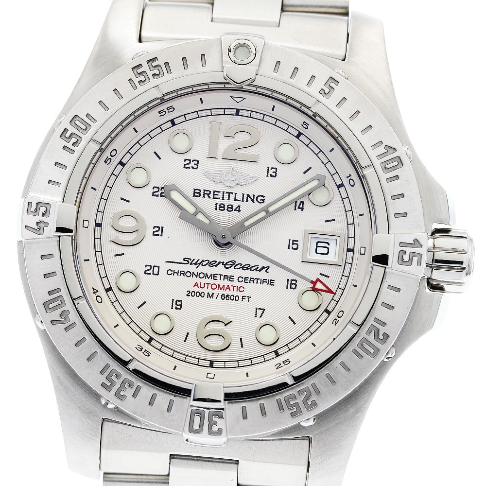 ブライトリング BREITLING A17390 スーパーオーシャン デイト 自動巻き メンズ 極美品 保証書付き_958117【中古】