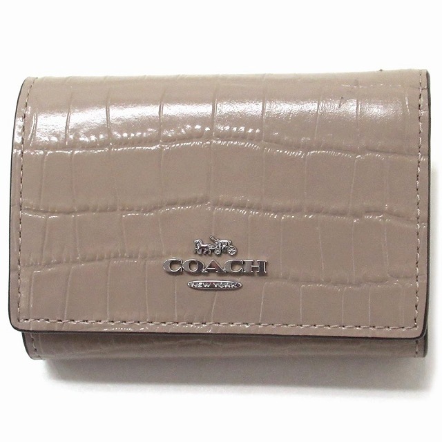 コーチ レザー財布 COACH アウトレット レザー クロコ調 マイクロ ウォレット 三つ折り財布 小銭入れあり CU914 SVST