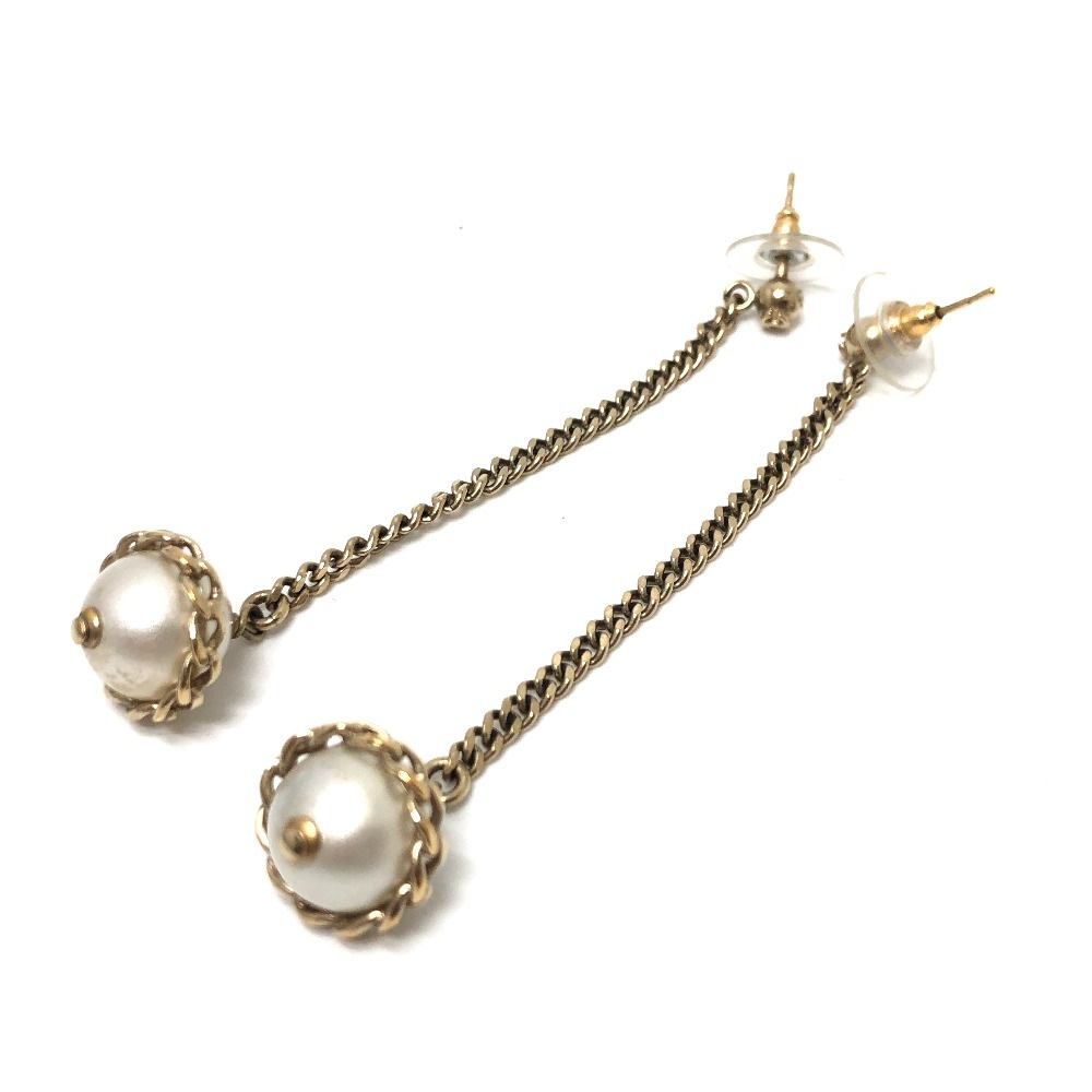 ピアス フェイクパール 16B チェーン ピアス アクセサリー メタル ゴールド