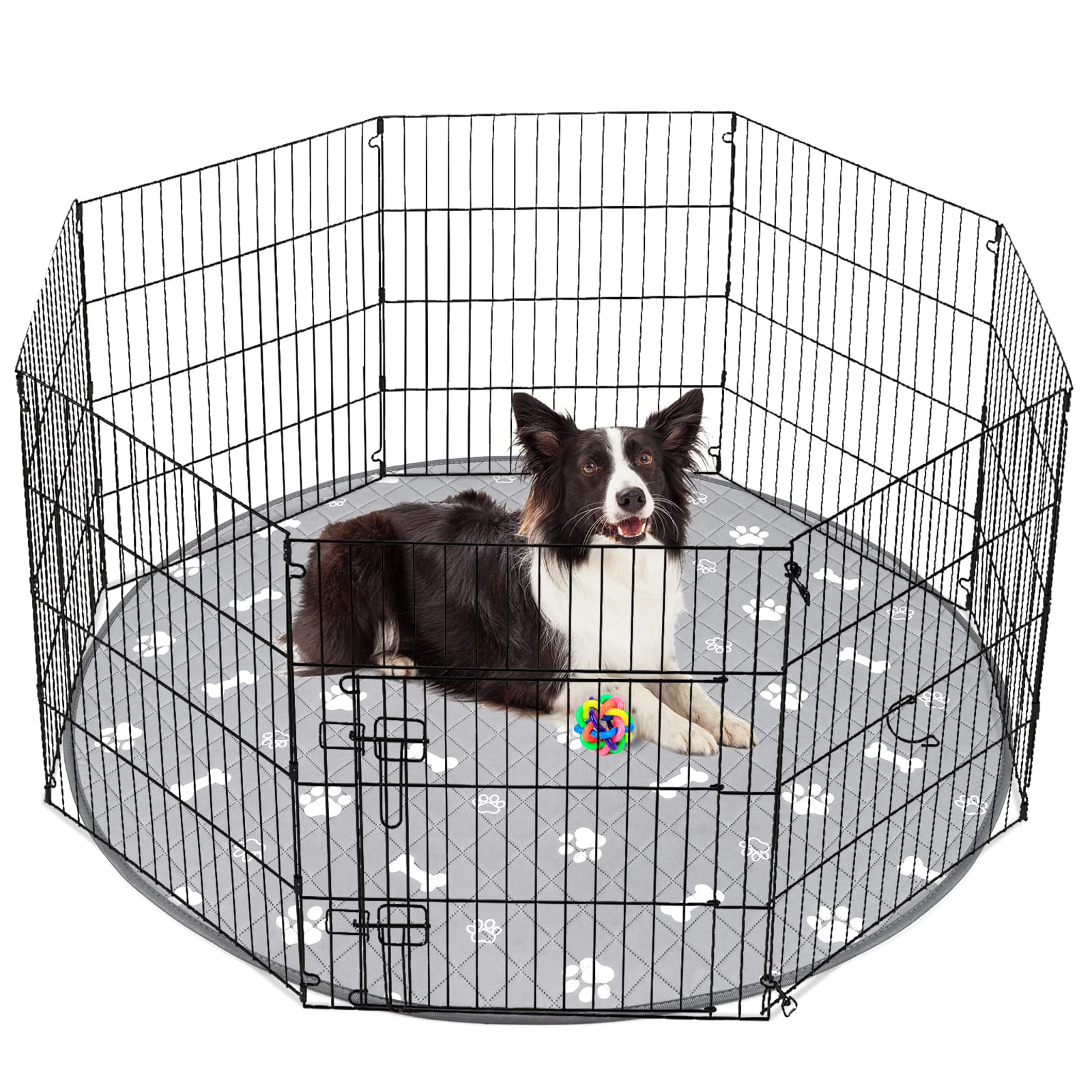 洗える ペットシーツ 丸型 八角形ペットサークルに最適 おしっこパッド 猫 犬用 多頭飼い ペット用 トイレ下敷きマット 速乾 脱臭 抗菌 滑り止め 大判サイズ（グレー　直径121cm 二枚セット）