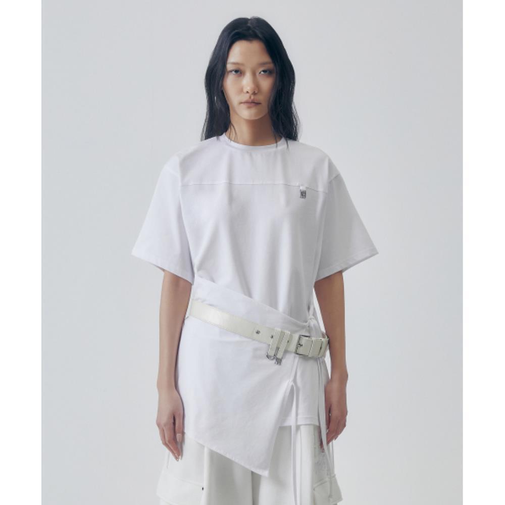 TREEMINGBIRD Overlay Tie Detail TShirt White TM2535TS0