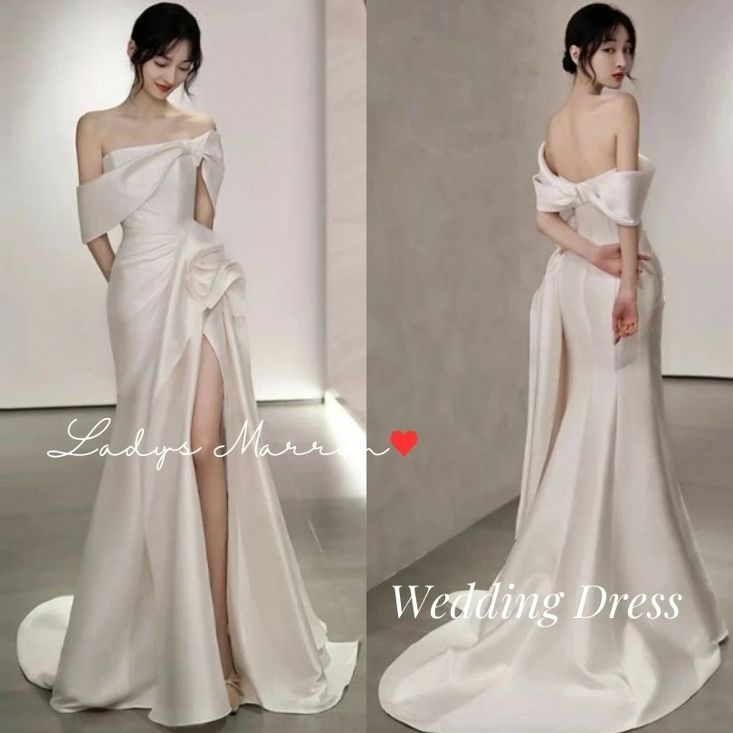 【急速出荷 2025年新作】ウェディングドレス ウエディングドレス 白 前撮り ドレス マーメイド 結婚式 二次会 ドレス 花嫁 オフショルダー オフショル 袖あり 白いドレス 花嫁かわいい 花嫁二次