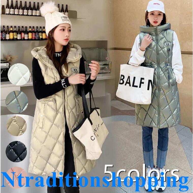 【2025新作】ダウンベスト レディース アウター フード付き ポケット付き ロングベスト キルティング トップス インナーダウン ノースリーブ ベスト ダウン ジ 8,022円