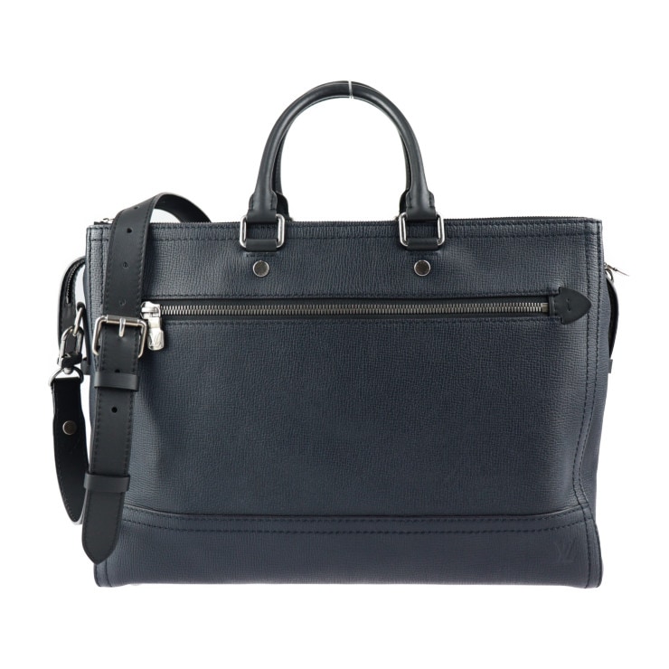 美品 LOUIS VUITTON ルイ ヴィトン ビジネスバッグ M54966 キャニオン オールデイ ユタ レザー ブルーマリーヌ ダークネイビー系 ブラック 2WAY【本物保証】