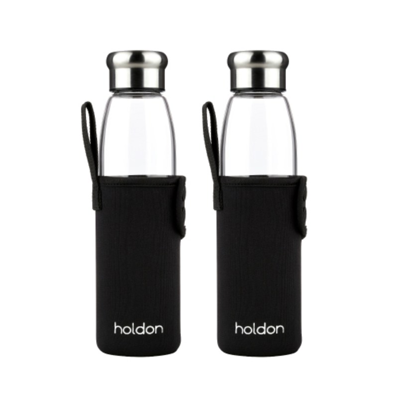 アイラックホールドオン耐熱ガラスタンブラー2p/ブラック/550ml