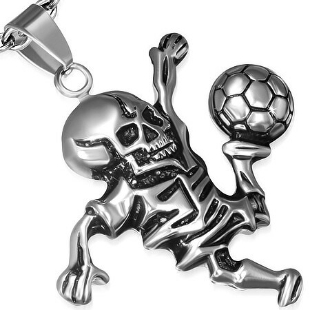 スカルサッカーペンダントトップ サッカー選手 首飾り アクセサリー 男性 女性 ガイコツ 骸骨 面白 4,455円