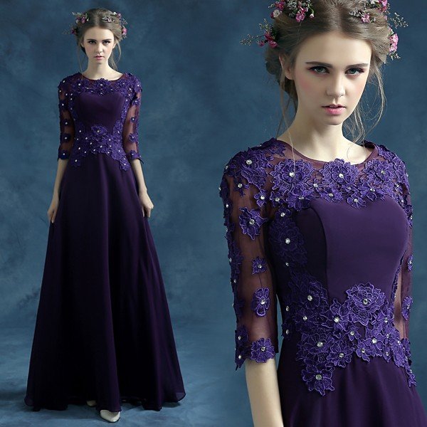 パーティードレス 袖あり 結婚式 フォーマル イブニングドレス カクテルドレス ロングドレス カラー