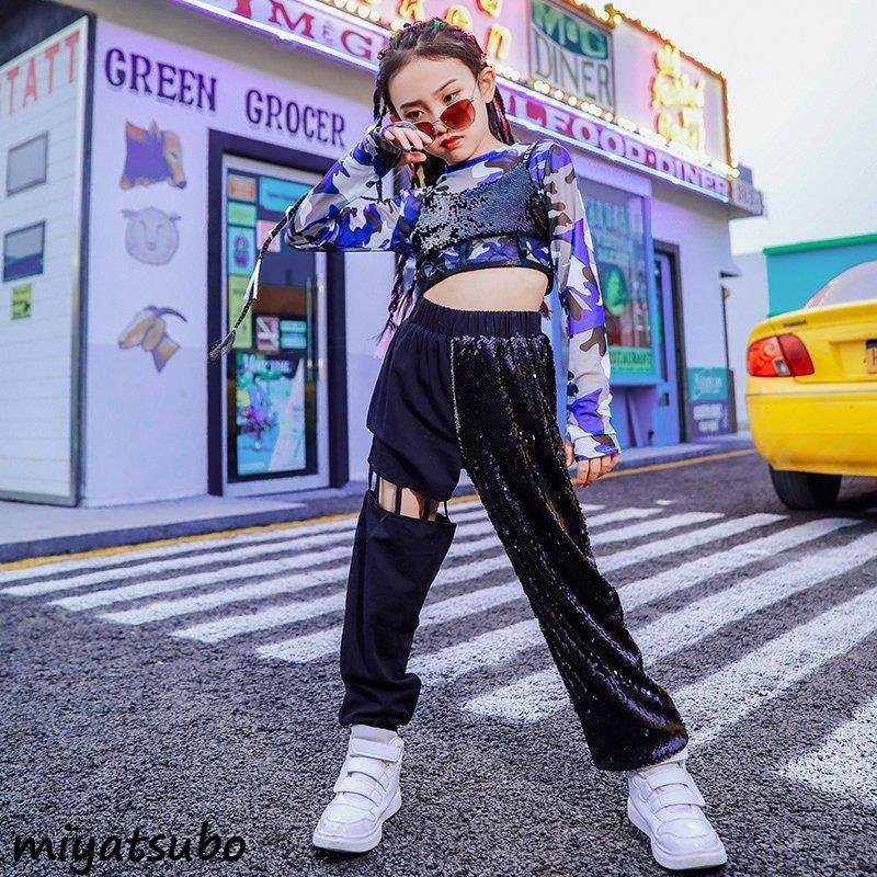 チアガール ダンスウェア キッズ ダンス衣装 女の子 ガールズ 韓国子供服 ヒップホップ セットアッ