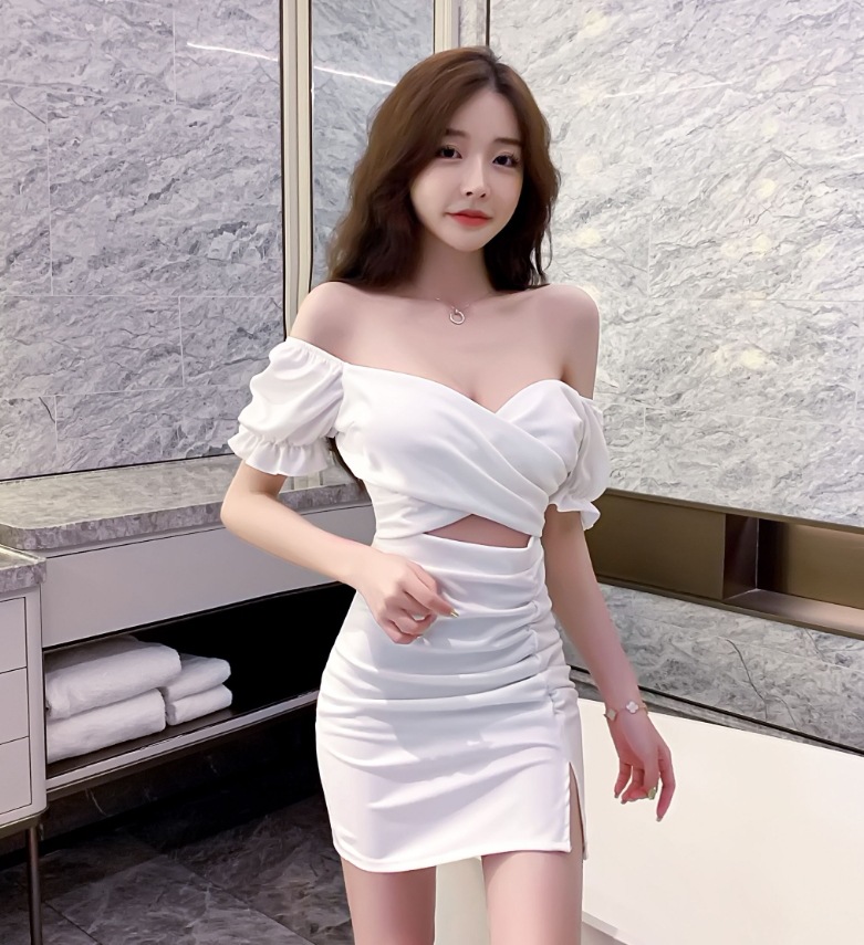 ワンピース デート モテアイテム リボン ワンピドレス ショート丈 オフショルデザイン スリット 可愛い きれいめ 上品 おしゃれ かっこいい 可愛い ラブリー キュート ガーリー クール