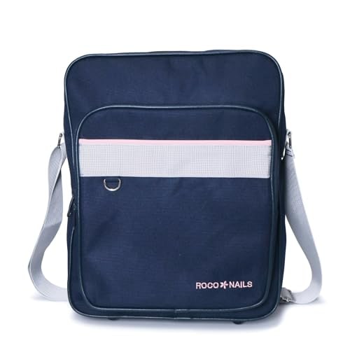 ROCO NAILS ロコネイル タテ型 ショルダーバッグ スクールバッグ スクバ 高校生 女子 通学 (ネイビー/ピンク)