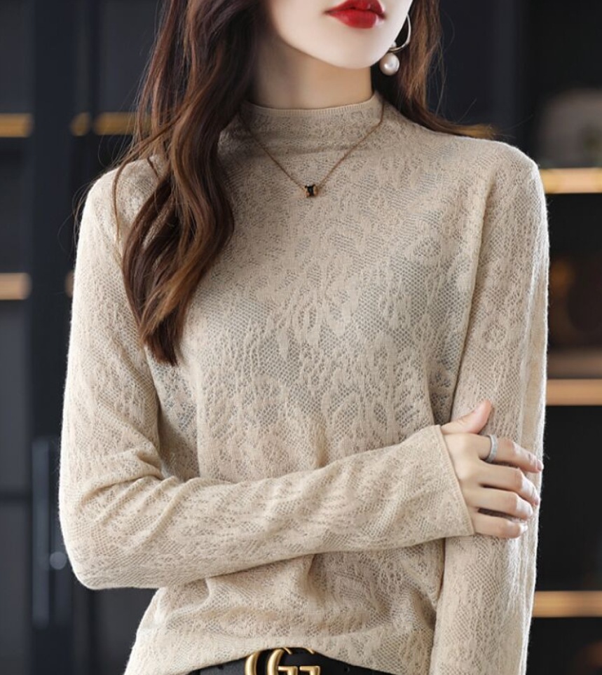 トップス デート レース モテアイテム 長袖 ミドルネック スリム タイト 透け感 シースルー 可愛い きれいめ 上品 おしゃれ かっこいい 可愛い ラブリー キュート ガーリー クール 6,946円