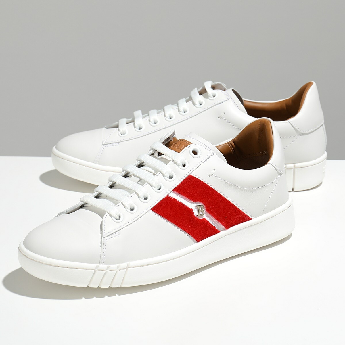 BALLY バリー スニーカー WENNY-TH/07 6228605 レディース ローカット レザー バリーストライプ ロゴ シューズ 靴 0300-WHITE
