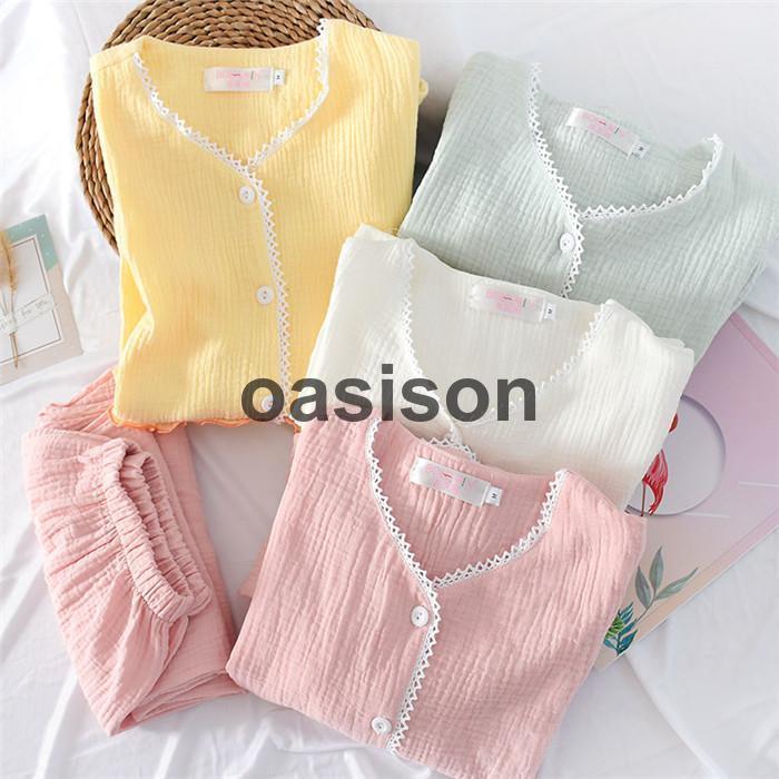 安い商品 今日だけ ガーゼ パジャマ レディース ルームウェア 長袖 部屋着 セットアップ 2点セット 寝間着 秋 冬 寝巻き 上下セット 前開き 快適 大きいサイズ 2重ガーゼ 綿 ギフトポイント 4,813円