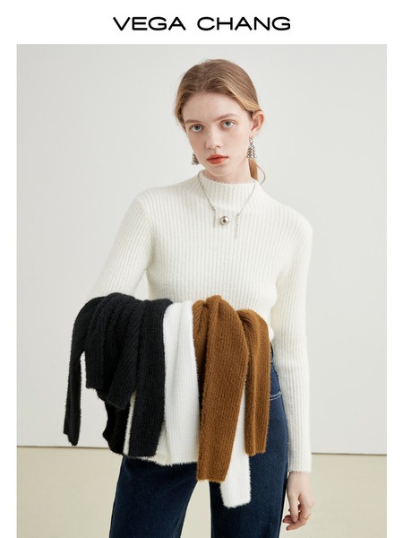 小柄な方向けのイミテーションミンクベルベットニットセーター