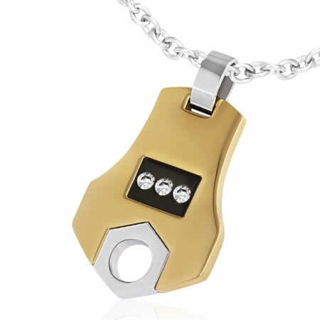 レンチステンレスペンダントトップ 工具 スパナ ペンチ ゴールド 金色 ユニーク サージカルステンレス316L ネックレス パーツ チョーカー 男性 女性 プレゼント stt00-00-0169