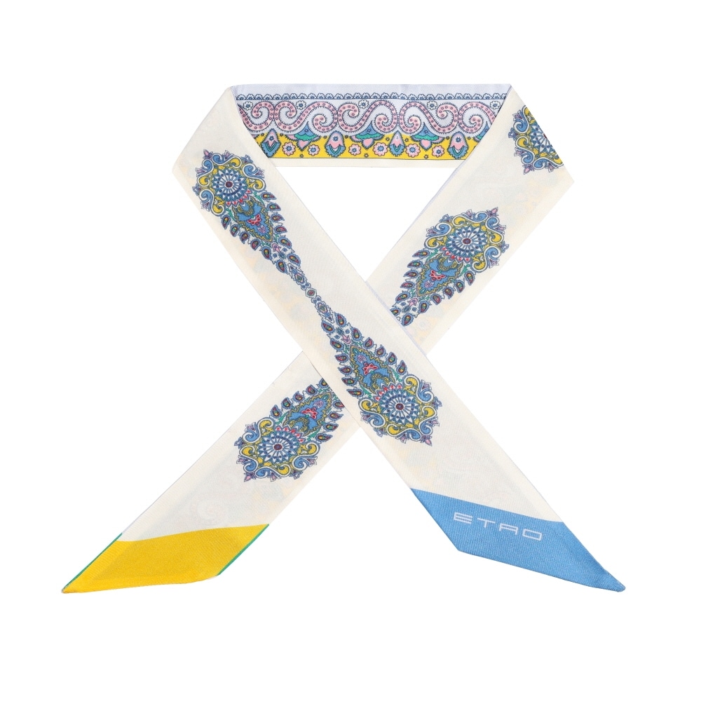 エトロ メダリオンペイズリー スキニーツイルシルクスカーフ WATA0016AK638