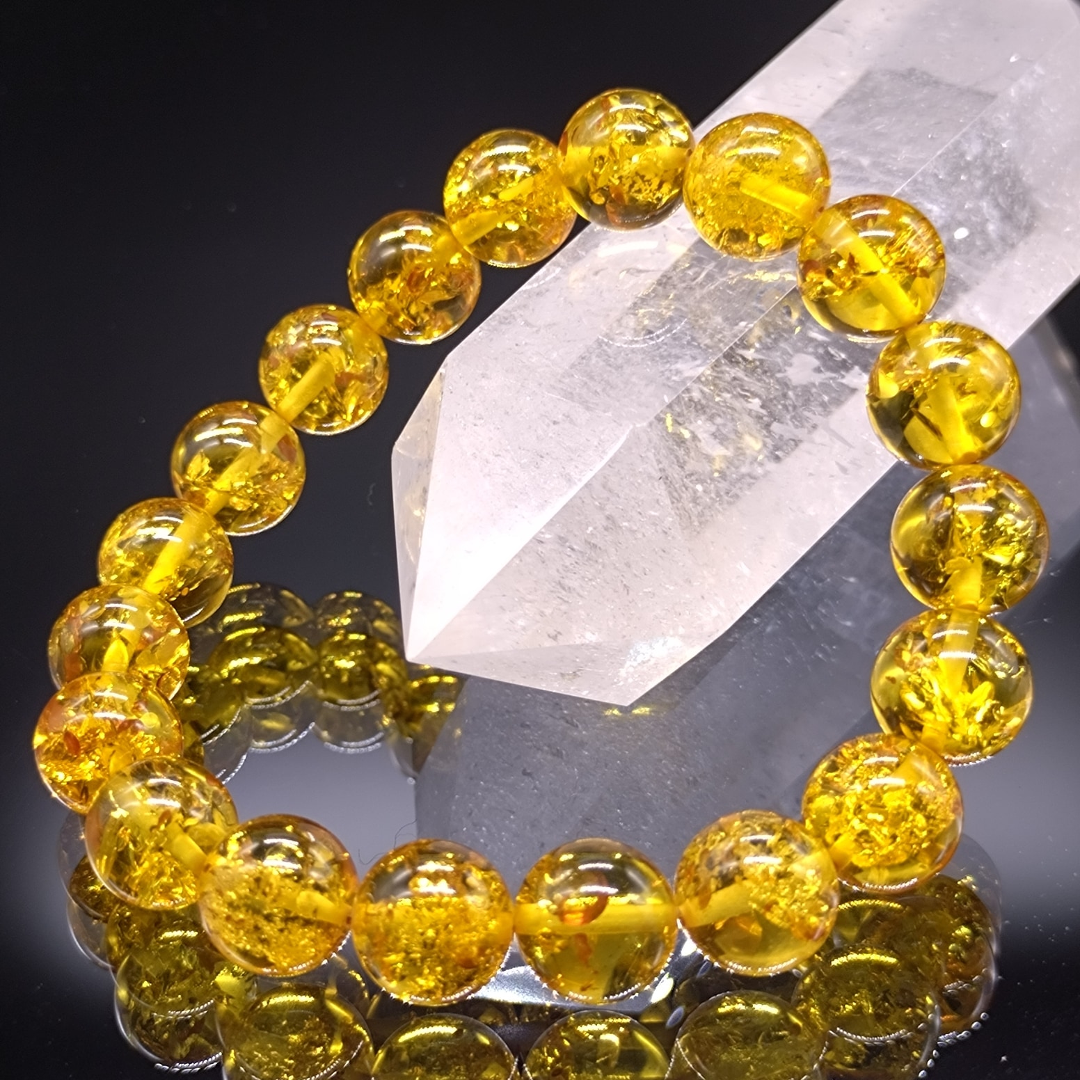 アンバー 琥珀 10mm ブレスレット パワーストーン 天然石