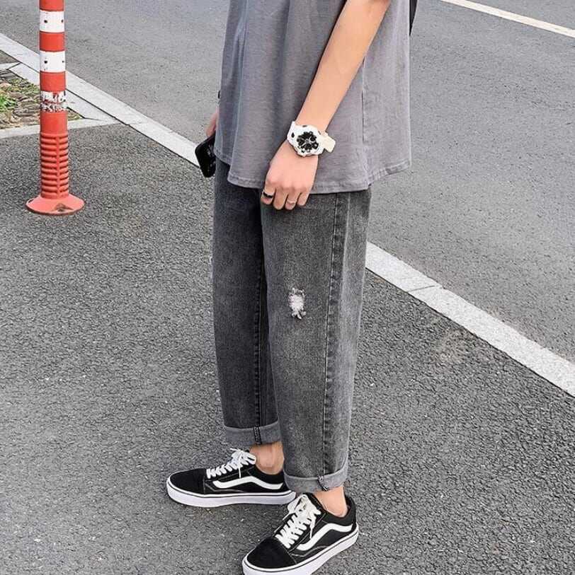 ボトムス パンツ ズボン ストレートパンツ ジーンズデニム Gパン 9分丈 アンクル丈 ゆる ブルーデニム カラーデニム シンプル カジュアル ワイルド クール 無地 春 夏 秋 冬