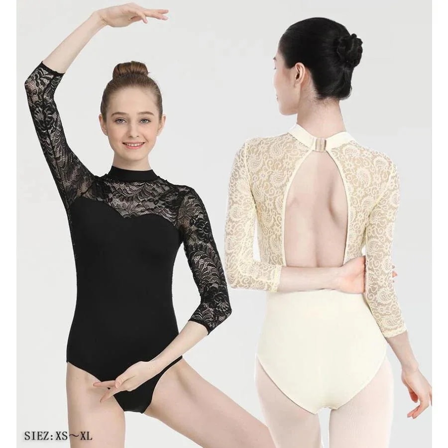 【急速出荷!】バレエ レオタード 七分袖 女性 大人用 バレエ ダンス 衣装 ホルターック レース 美背 美ライン 空中ヨガ バレエ 体操 練習着 レッスンウェア バレェ レオ30%までに制限