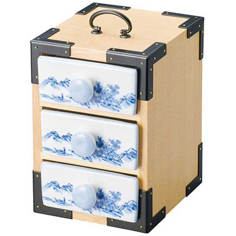 ヤマコー　用美 業務用 三段弁当(白木・山水) yamaco27020　YAMACO27020