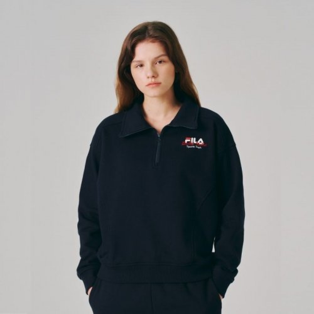 FILA 女性用ルーズフィットハーフジップアップスウェットシャツ (FS2POE3153FINA)