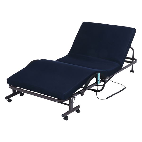 折たたみ電動ベッド ネイビー 幅100x奥行207.5x高さ42.5cm 組立品
