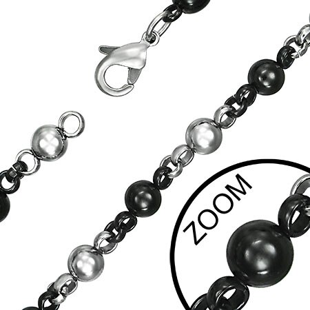 6mmダブルカラーボールチェーン ネックレス 首飾り サージカルステンレス316L アクセサリー シンプル 長い 短い ロング ショート 男性 太い プレゼント 定番 黒色 stc00czo047xx