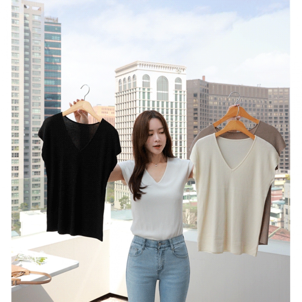 クリック&ファニーデーンズキャップスリーブナシニット