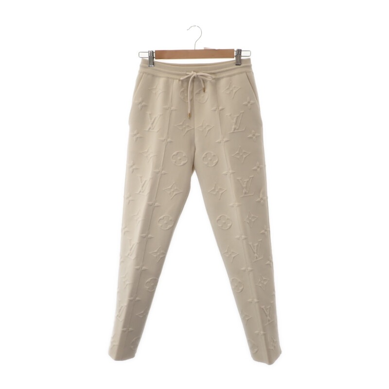 【Aランク】 3Dモノグラム エンボス パンツ コットン ナイロン アイボリー S メンズ 【ISEYA】