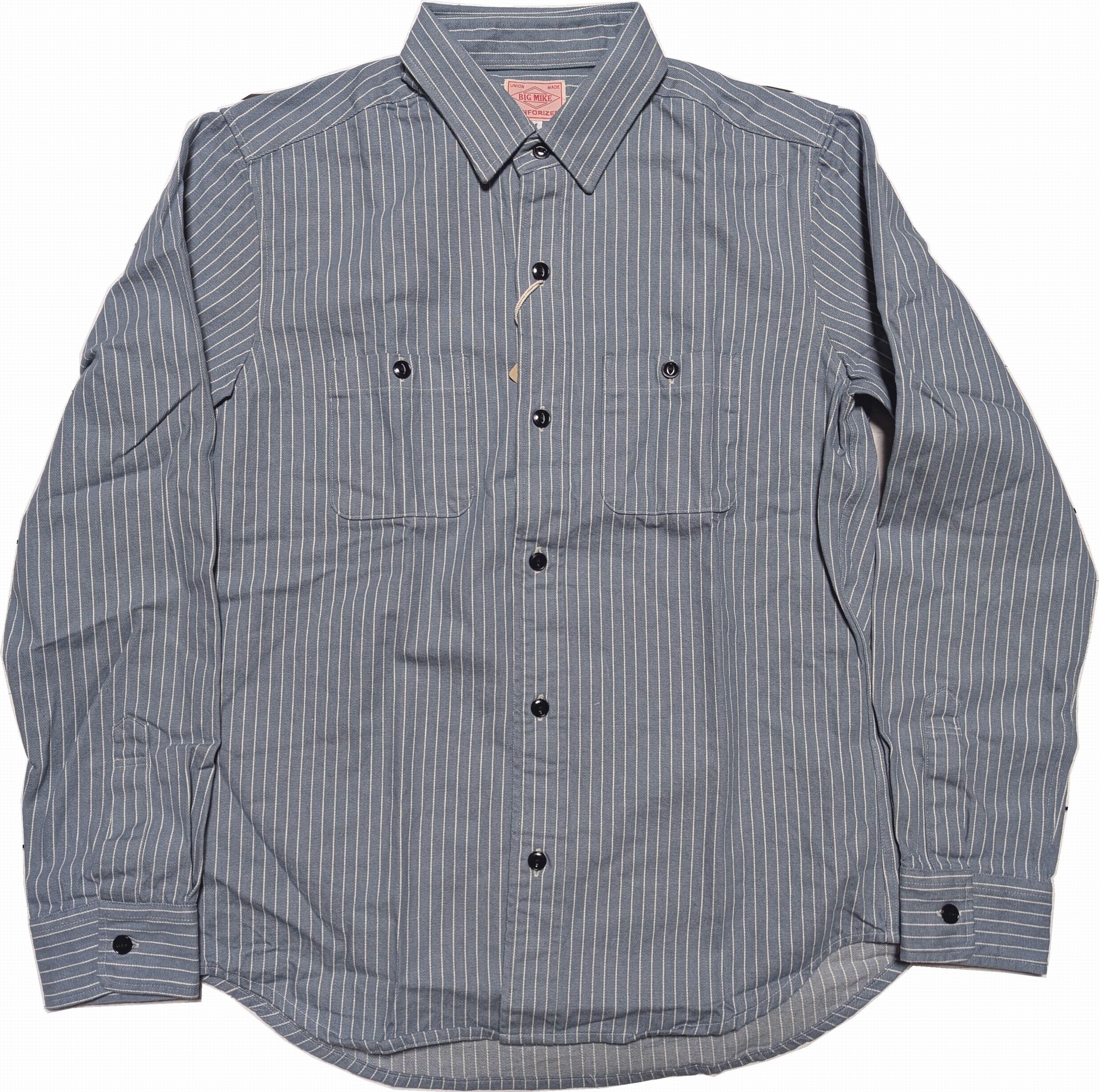 長袖 ヒッコリーストライプ ワークシャツ ブルーグレー メンズ HICKORY STRIPE SHIRTS BLUE GRAY 013