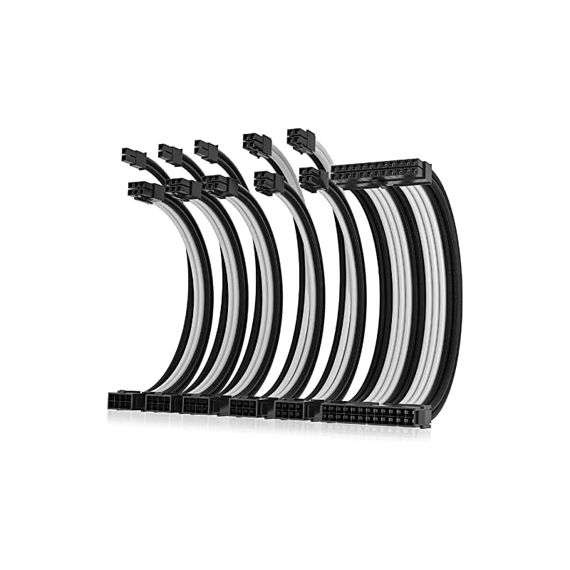 AsiaHorse 更新 16AWG PC電源 延長ケーブルGPU/CPU 用 PC スリーブケーブル キット電源コンピュータ ケーブル延長ケーブル コーム付き24PIN/(6+2) PIN/(