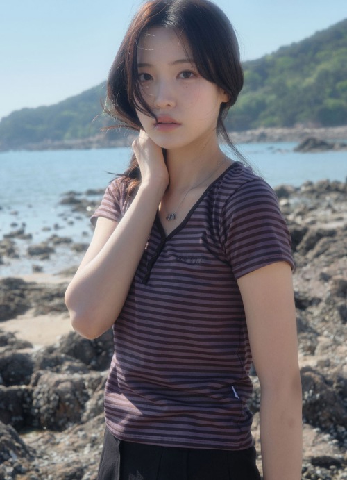 【AS"ON】 CANDY STRIPE T / PURPLE 正規品