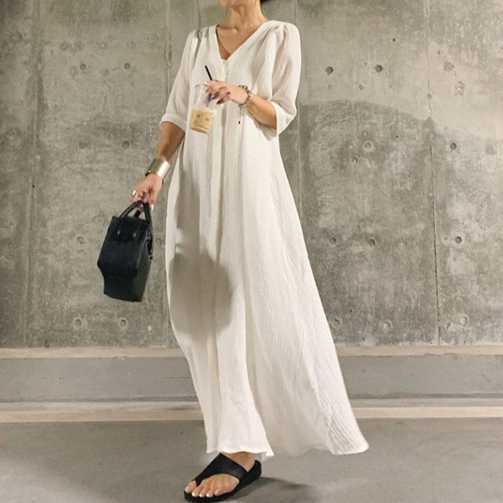 【さらさら美人度アップ】Vネックマキシワンピース