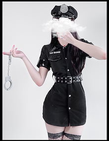 送料無料☆超ミニワンピース　警察官コスチューム　コスプレ　ブラックポリス Amazon.co.jp: ハロウィン コスプレ ポリス 衣装 ミニスカポリス
