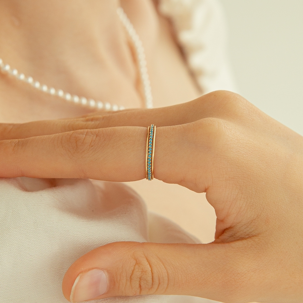 LUNNE 14k ターコイズパヴェリング 14k ゴールド #L20 35,218円