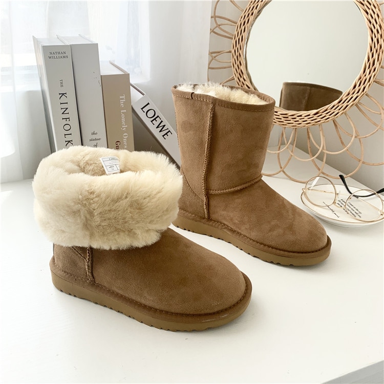 【2025新作】レディースブーツ靴かわいい防寒暖かい断熱毛皮かわいいベストセラー防水汚れ防止レディース クラシック ミニ プラットフォーム ブーツ スエード シューズ