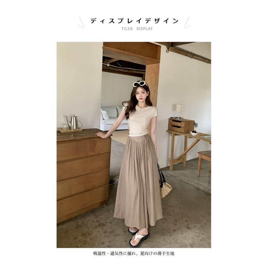 ワイドパンツ 夏 レディース キュロットスカート Aライン マキシ丈 ギャザーパンツ ハイウエスト キュロット タイパンツ 長ズボン 体型カバー