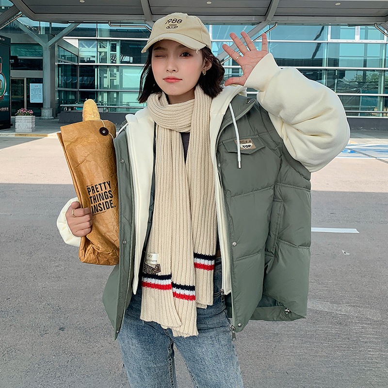 肥厚トレーナーと綿コート女性のための秋の新しいファッションスプライシング偽ツーピースコート緩い痩身綿コートショートスタイル 6,017円