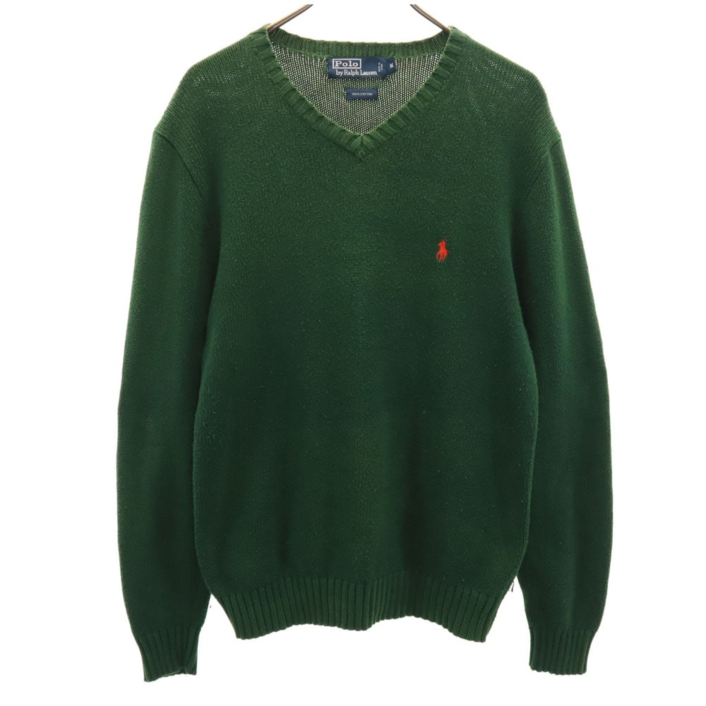 ポロバイラルフローレン 長袖 Vネック セーター M 深緑 Polo by Ralph Lauren ニット メンズ