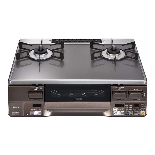ガスコンロ 都市ガス 2口 左強火力 59cm ココットプレート付属 RTS65AWG35R2NGA-DBL-13A クリアグレージュII/ダークブラウン ラクシエプライム