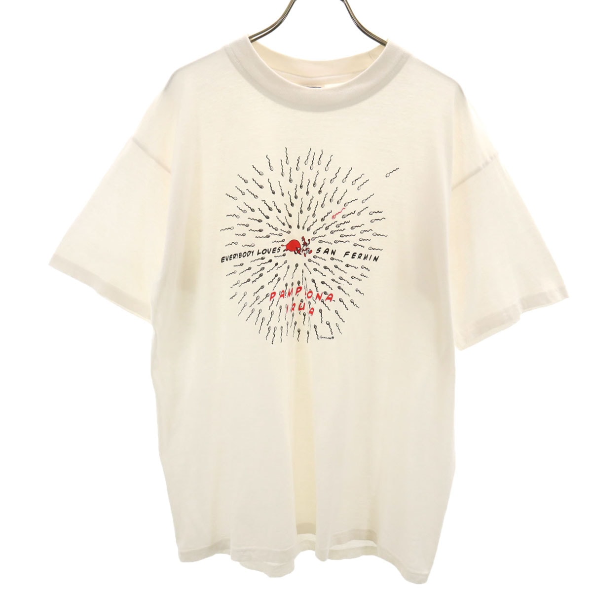 B&C 90s サン・フェルミン祭 半袖 ユーロ プリント Tシャツ M ホワイト SAN FERMIN キッズ 古着