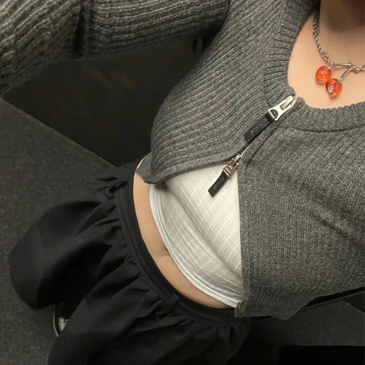 4 春夏 カジュアル タイトジッパー カーディガン レディース セーター ニットトップス ファスナー付きカーディガン