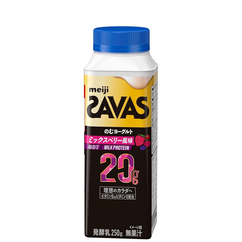 SAVAS MILKPROTEIN のむヨーグルト ミックスベリー　250ml×24本 セット プロテインドリンク 低脂肪