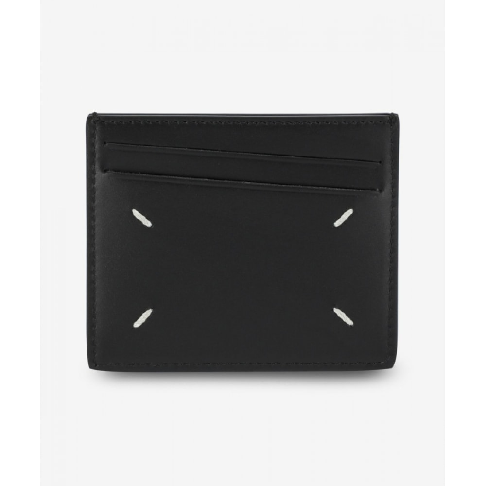 メゾンマルジェラ 4 ステッチスリム 6 スロットカードホルダー-ブラック/SA1VX0009P4745T8013