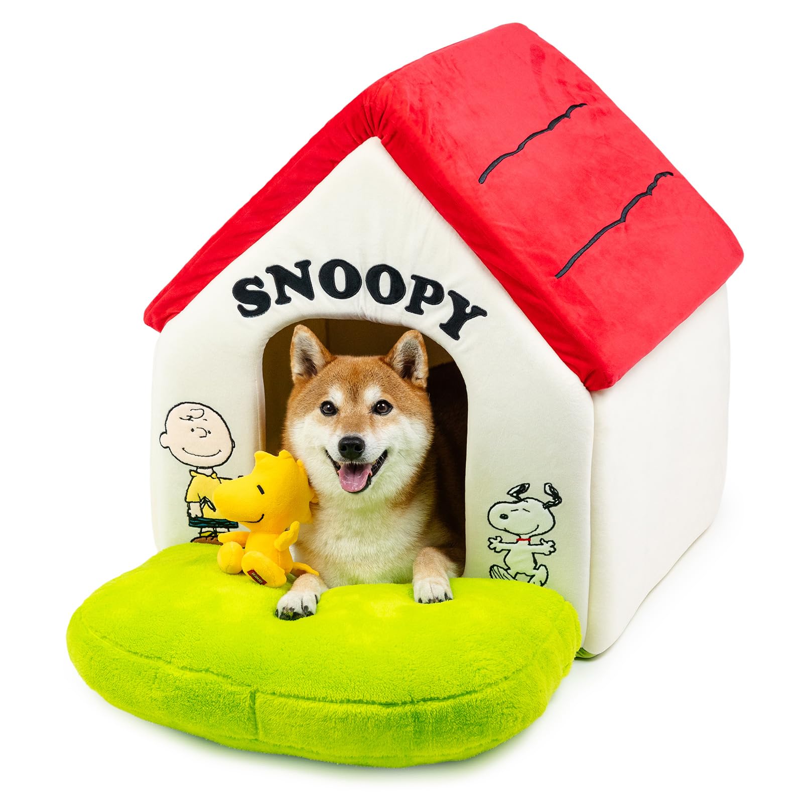 ペットパラダイス スヌーピー 犬 ベッド ドーム ドーム型ベッド ドーム型ハウス 家 ペットハウス 犬 猫 【 赤屋根 ハウス 庭付き 大 ペットパラダイス国内直営店72店舗展開 2025/10/1時