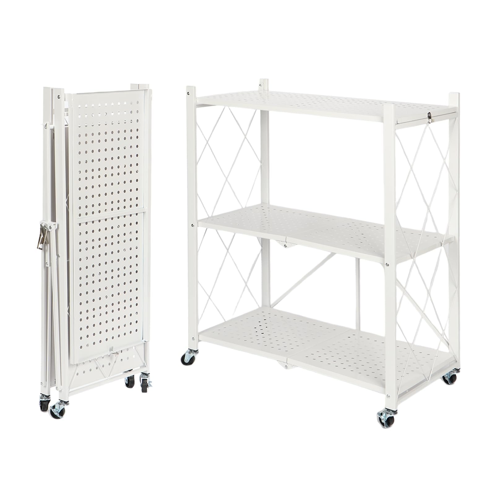 seacall 折り畳み メタルラック 折りたたみラック 3層 幅70CM 折りたたみ収納ラックメタルラック 折り畳み棚 360キャスター付きで移動可能 設置不要 家庭用収納ラック キッチン 寝室 5,987円